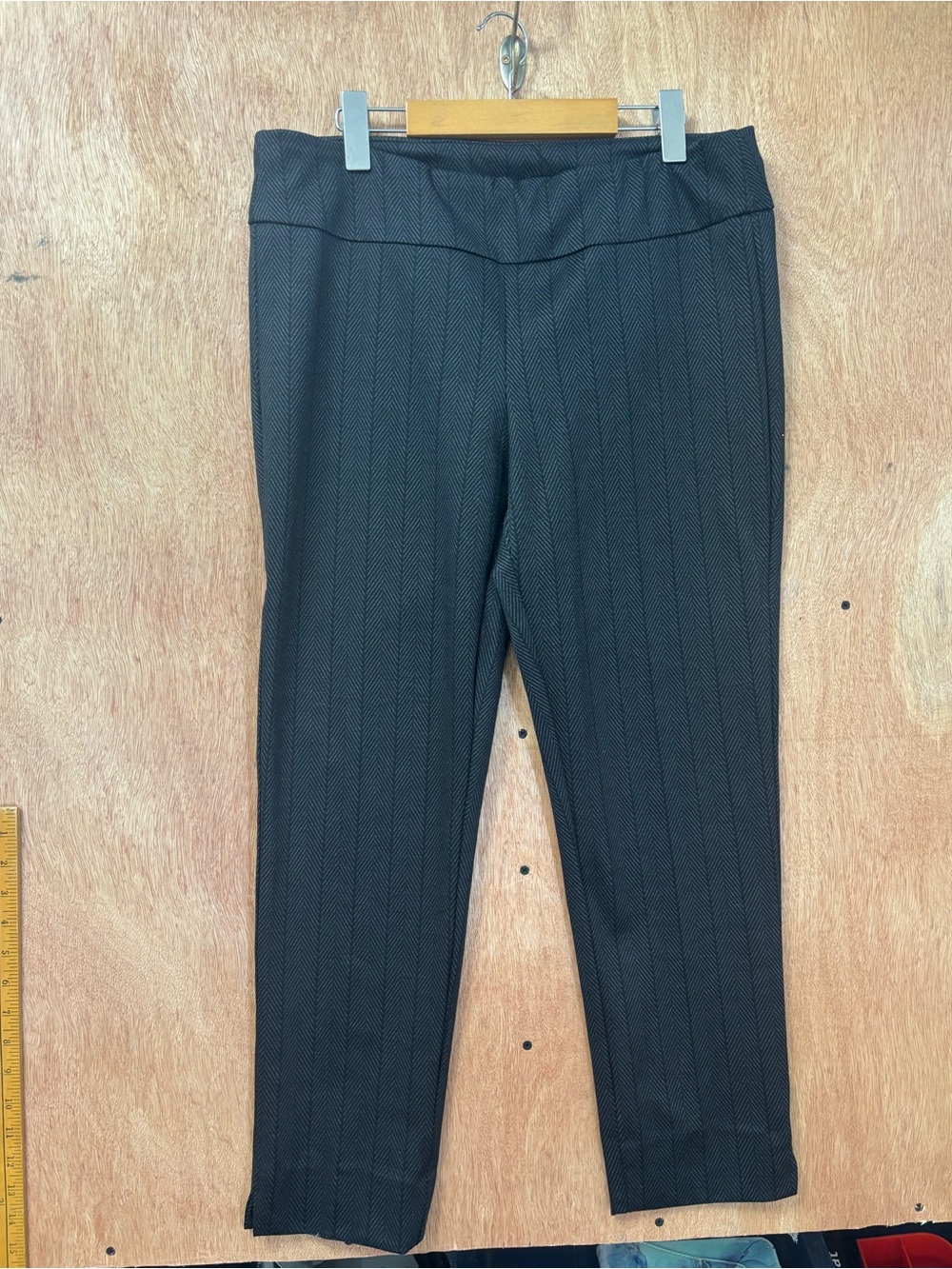 Zac & Rachel Charcoal Pinstripe Straight-Leg Pants